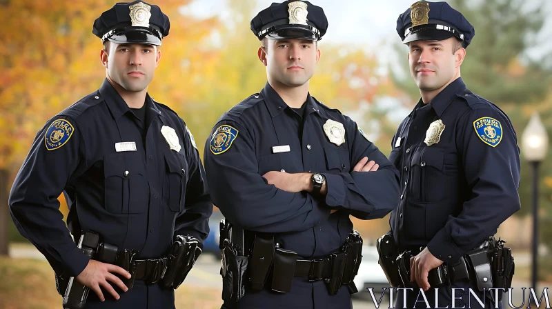 Three Police Officers in Uniform AI Image