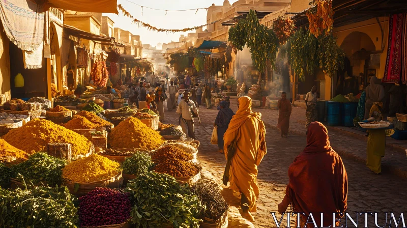 Bustling Marketplace in Morocco AI Image