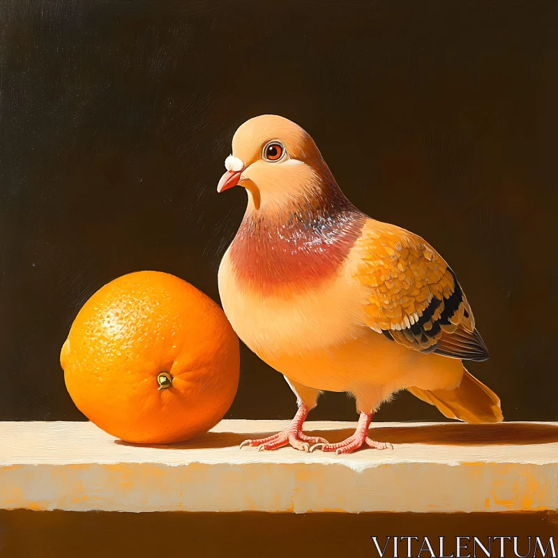 Bird with Citrus Fruit AI Image