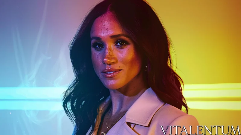 AI ART Striking Portrait of Meghan Markle in Vibrant Lighting