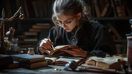 Vintage Woman Writing