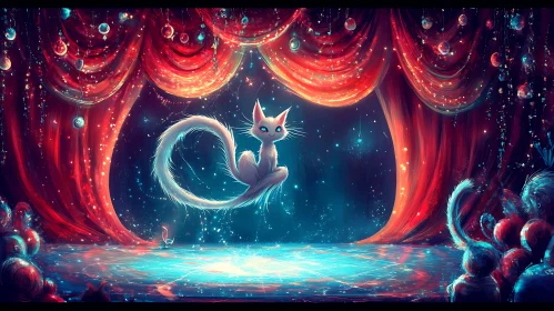 Magical Cat on Stage Art