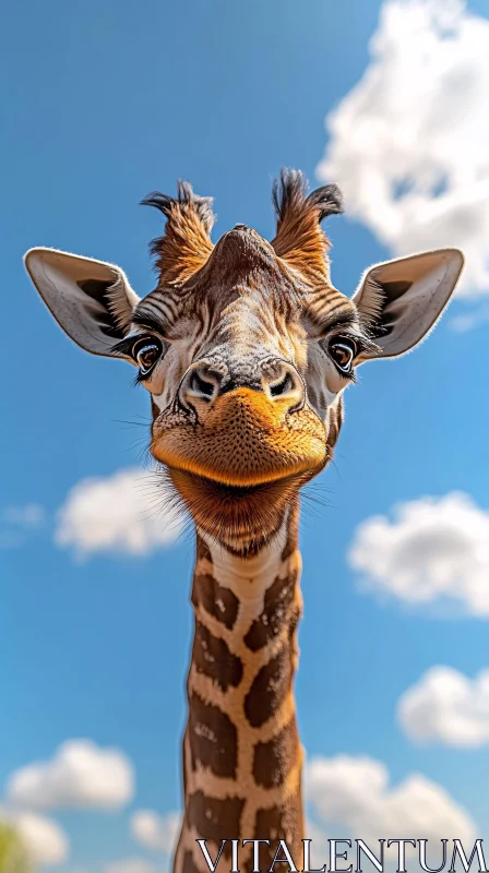 Up Close and Personal with a Giraffe AI Image