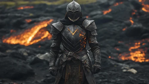 Medieval Knight in Fiery Setting