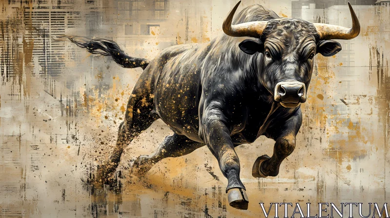 Energetic Bull Painting AI Image