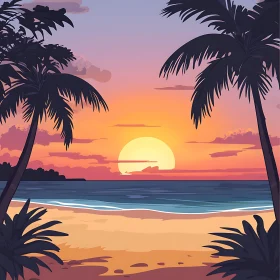 Tropical Island Sunset Scenery