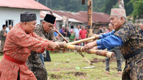 Traditional Men's Bamboo Stick Fight