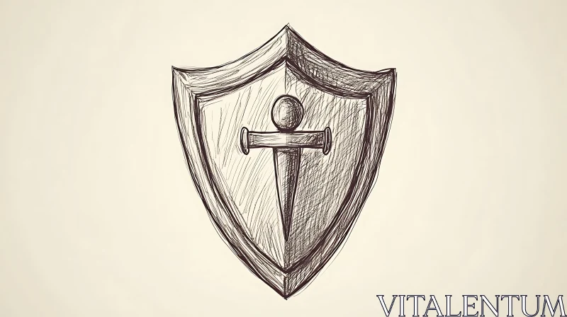 AI ART Protective Shield Emblem with Sword Design