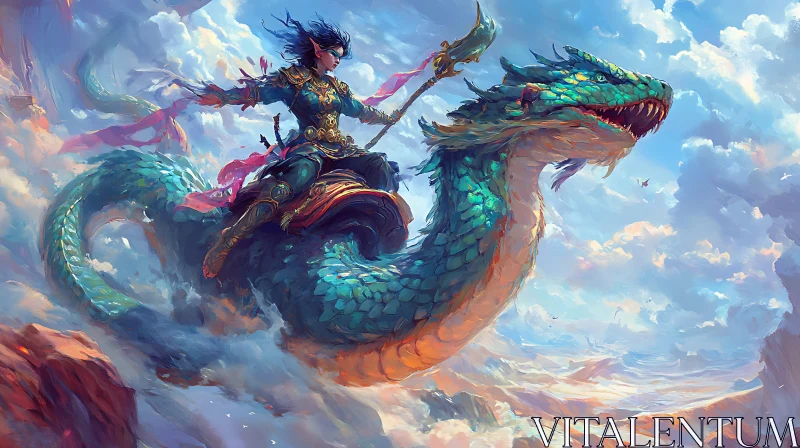 AI ART Fantasy Dragon Rider Art