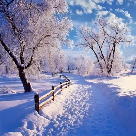 Beautiful Winter Scene with Snow and Trees