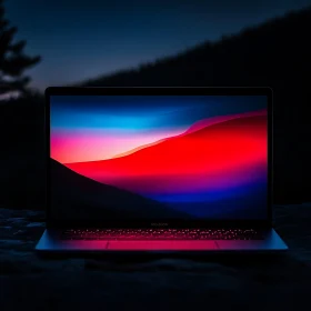 Modern Laptop Displaying a Vibrant Digital Landscape