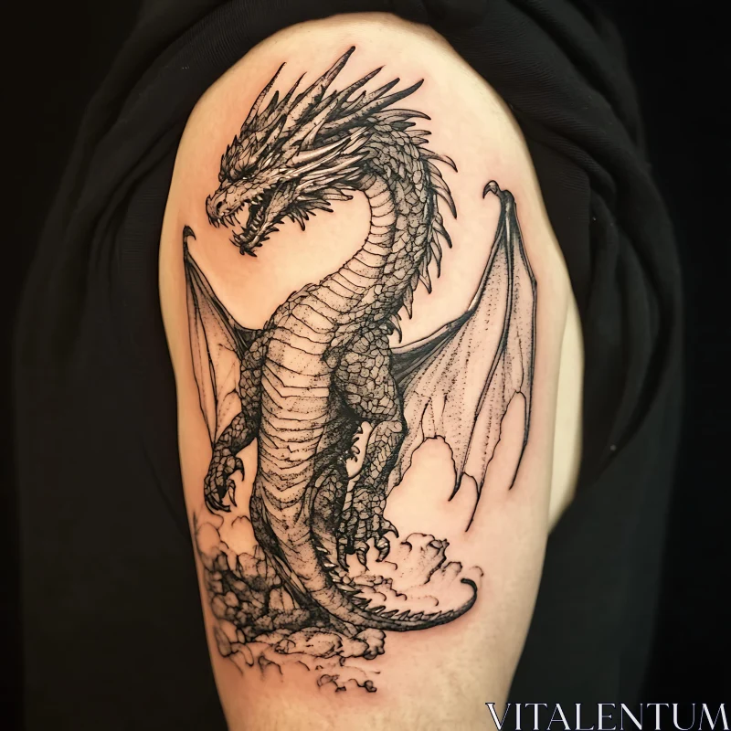 AI ART Shoulder Tattoo of Dragon