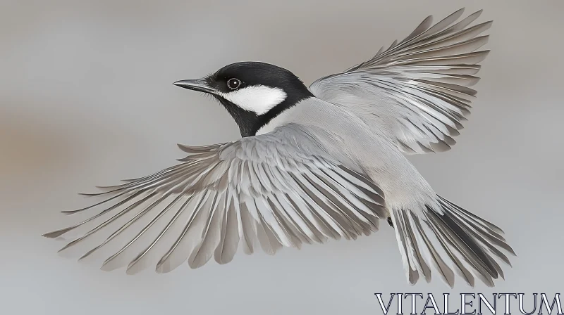 Chickadee Mid-Flight AI Image