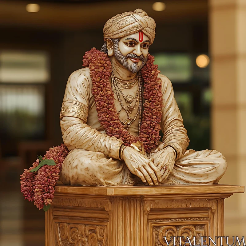 Ornate Sculpture of Man on Pedestal AI Image