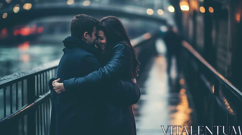 Couple in Love by the River AI Image