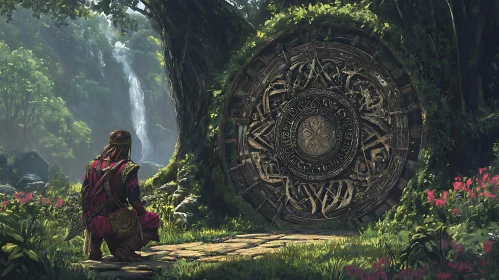 Forest Portal and Kneeling Figure