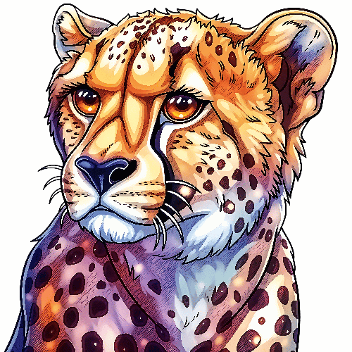 Cartoon Cheetah Face Illustration for Merchandise