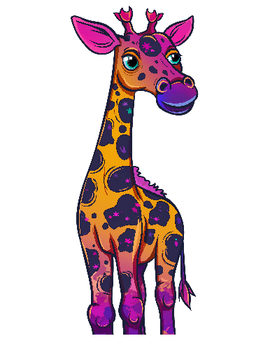 POD Design Cheerful Cartoon Giraffe T-Shirt Design Illustration