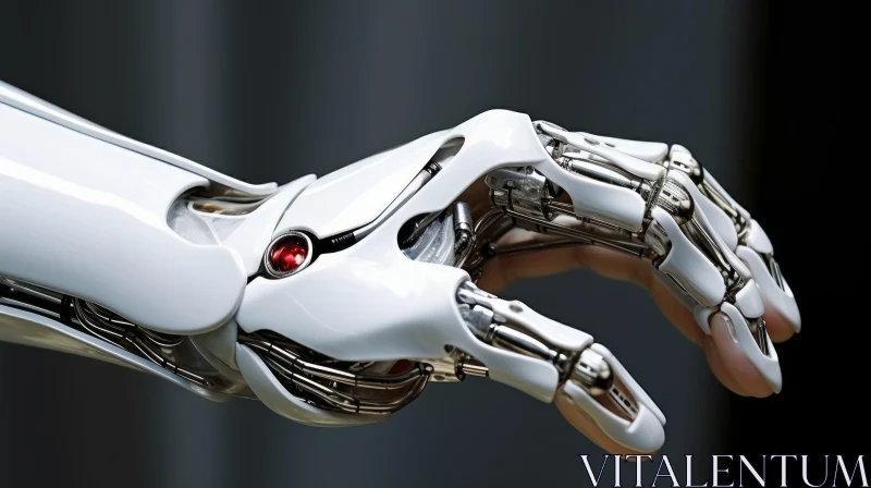 AI ART Delicate White Robot Hand Holding Metal - Eye-Catching Detail