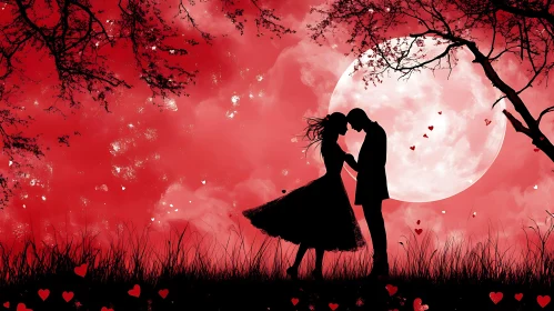 Moonlit Embrace: A Silhouette of Love