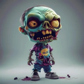 Eerie Cartoon Child Zombie in 3D Render