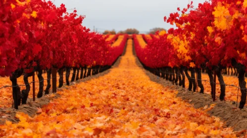 Fall Foliage in a Vibrant Australian Vineyard