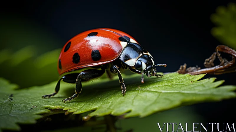 Ladybug on Leaf: A Display of Wildlife Intensity AI Image