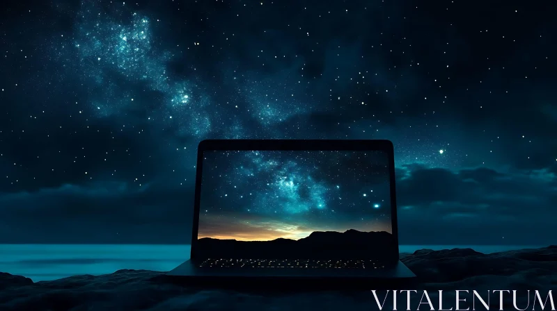Laptop Displaying Night Sky