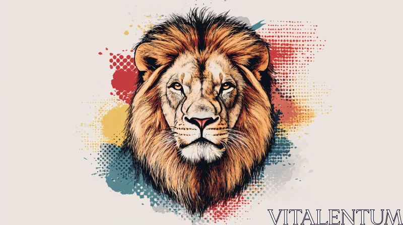 Vibrant Lion Face Art
