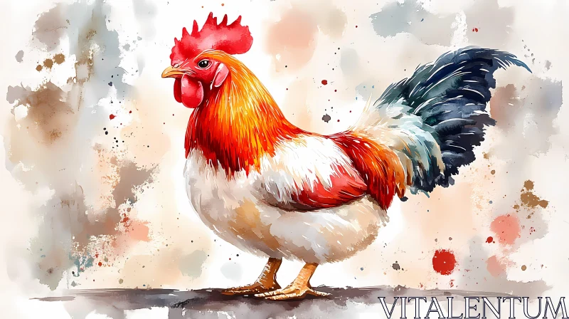Vibrant Rooster in Watercolor