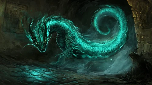 Glowing Dragon Serpentine Fantasy Art