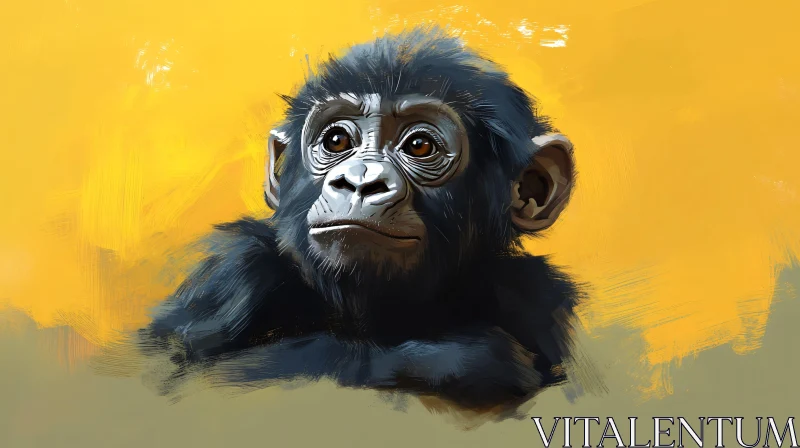 Portrait of a Young Monkey AI Image