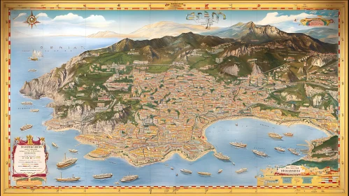 Bird's Eye View of Coastal City Landscape