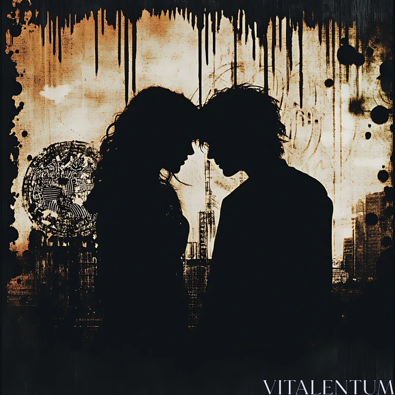 Romantic Silhouette: Couple in Contemplation