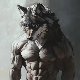 Muscular Wolf Portrait