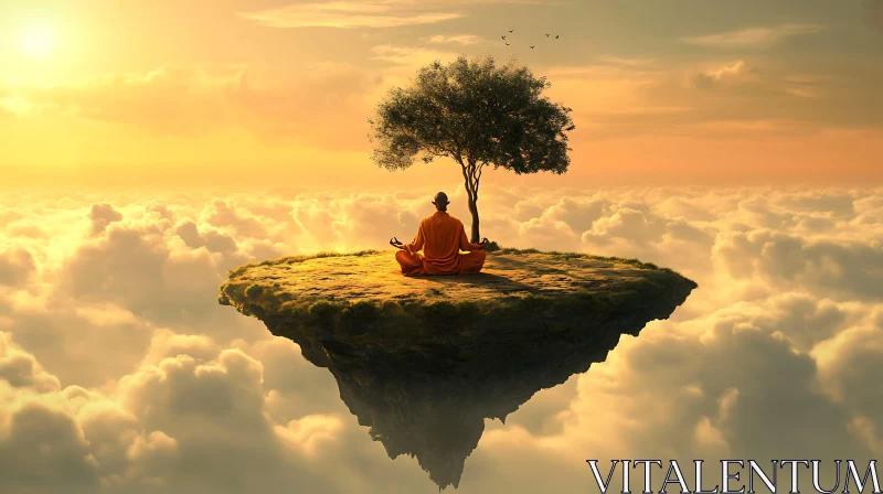 Floating Island Meditation AI Image