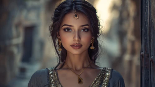 Woman in Traditional Jewelry Portrait