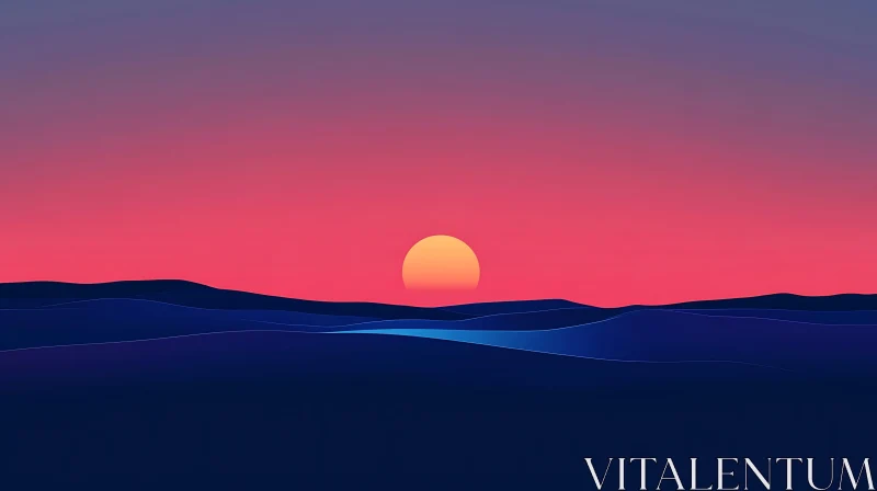 Tranquil Sunset Landscape with Gradient Sky