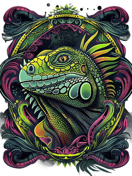 Psychedelic Iguana T-Shirt Design