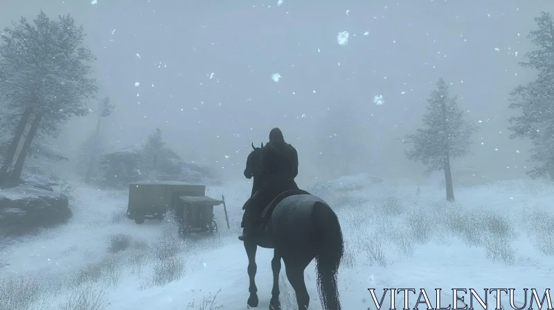 Horseback Riding in Winter Scenery