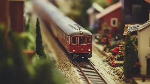 Model Train in a Miniature Landscape