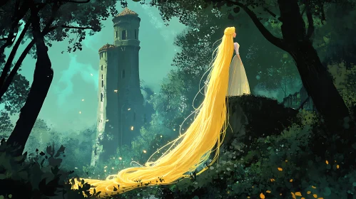 Blond Hair Woman Near Ancient Tower