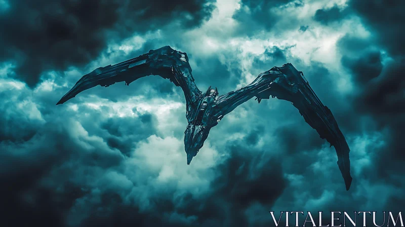 Abstract Bird in Flight over the Clouds