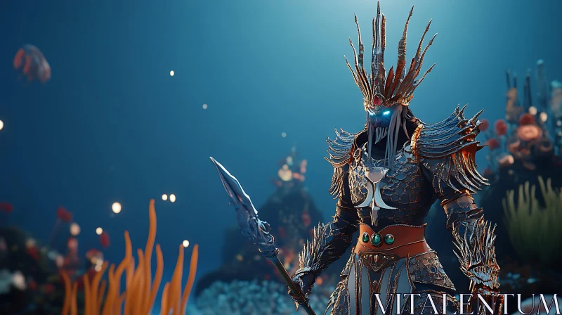 Underwater Warrior with Spear