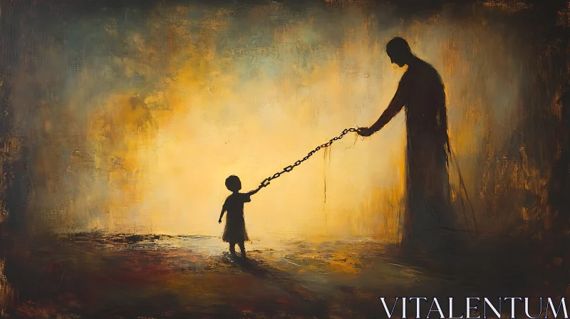 Chained Figures in Silhouette Art