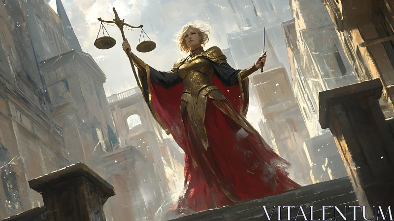 Lady Justice in Golden Armor