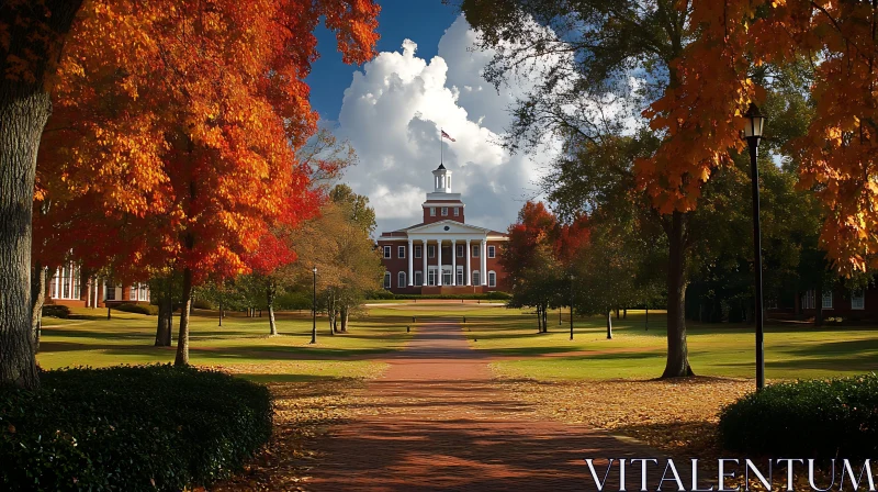 Fall Foliage at Historic College Campus AI Image
