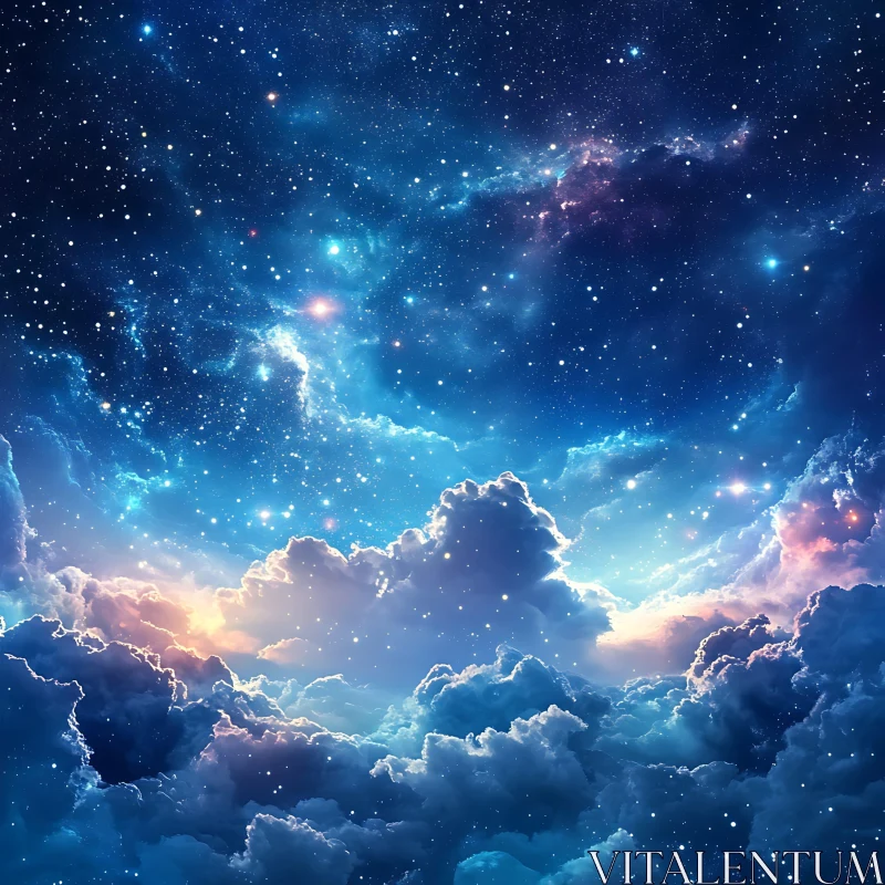 Dreamy Cloudscape with Twinkling Stars