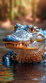 Crocodile Close-Up in Water