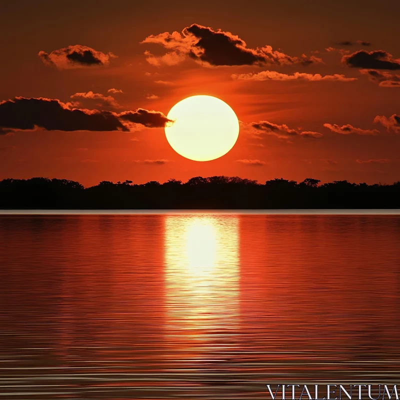 Sunset Over Calm Water
